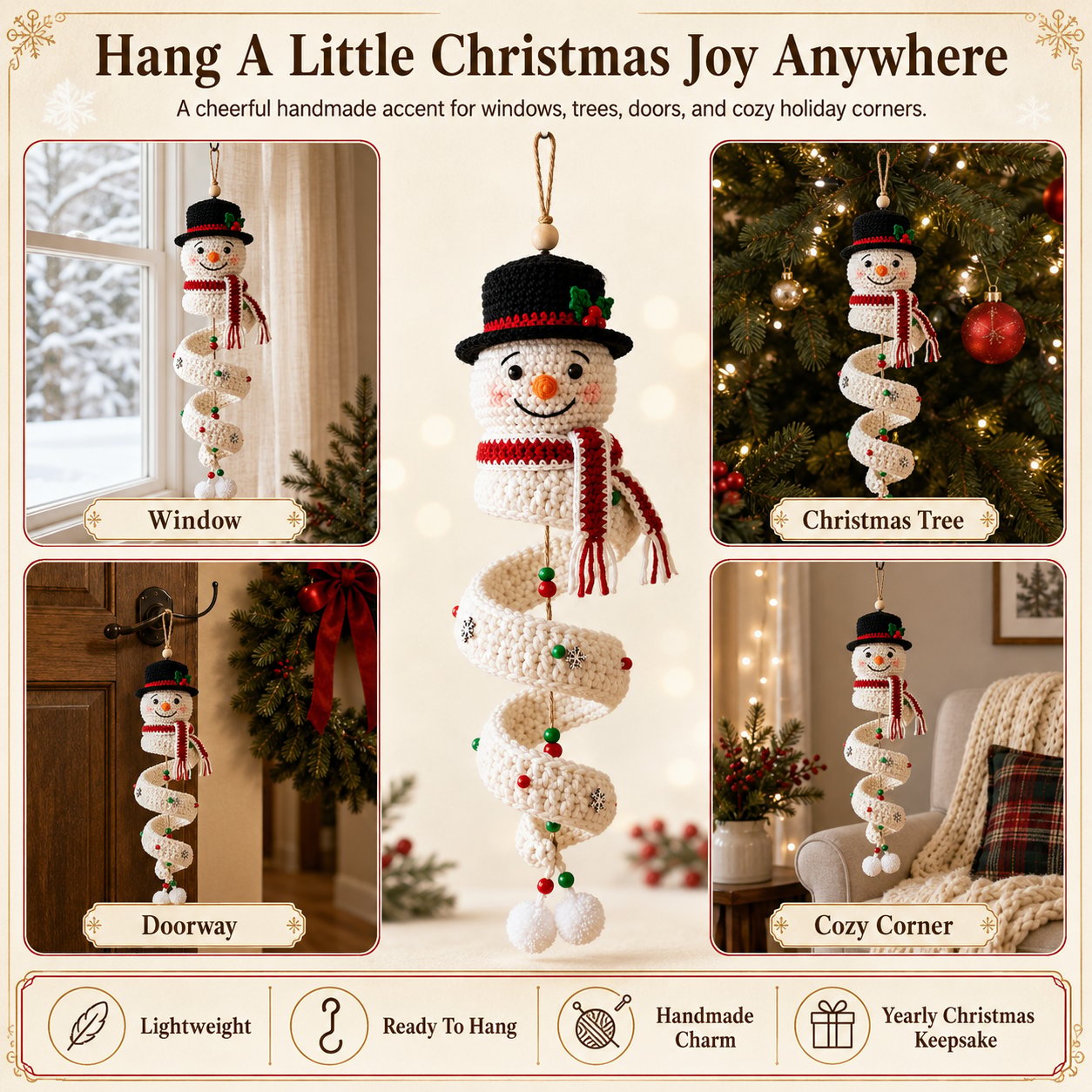 🎅🌲Crochet Snowman Spiral Oranment DIY Kit