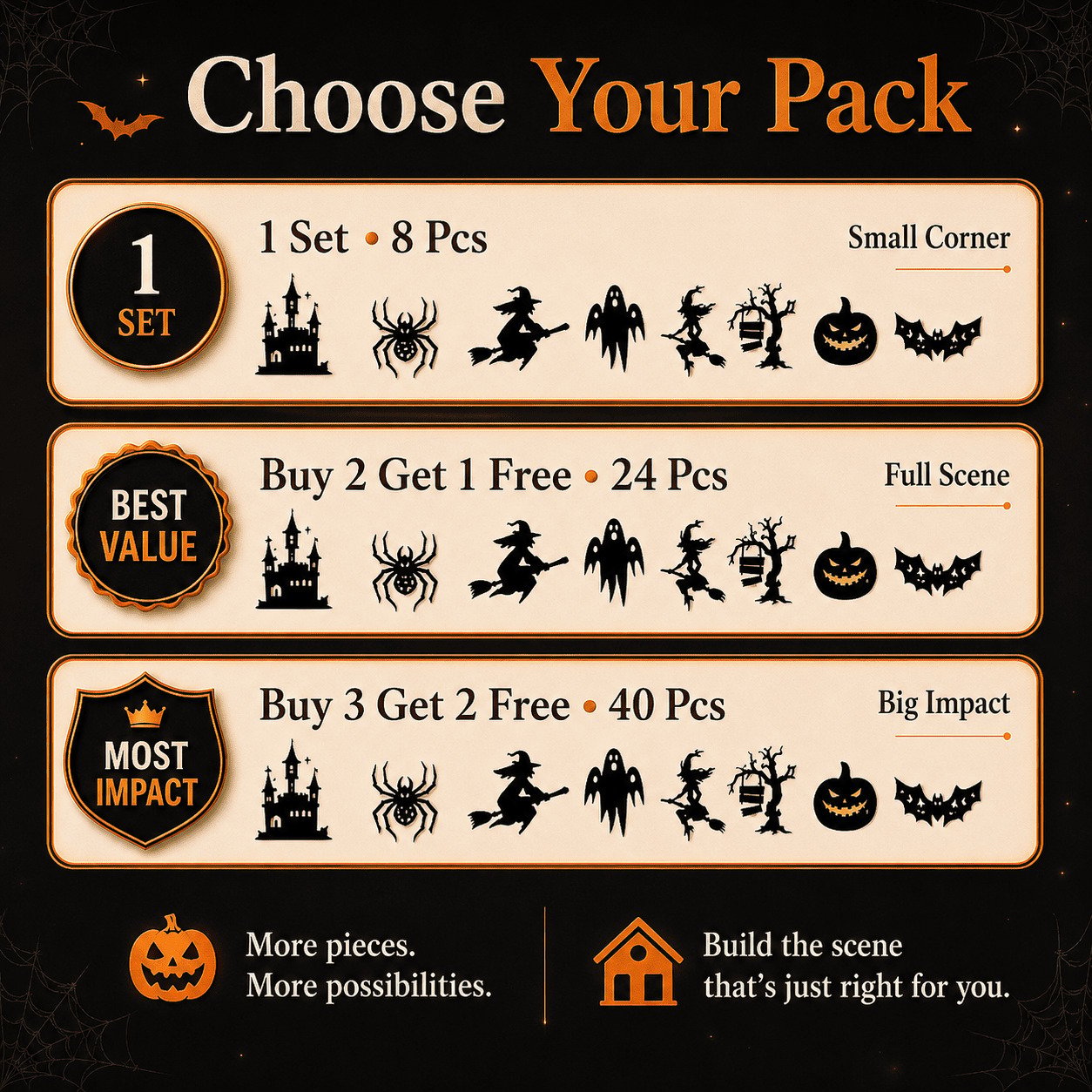 👻 Halloween LED Silhouette Wall Light Stickers