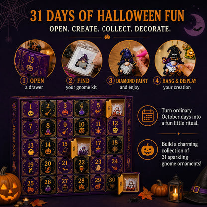 🔥HOT SALE 49% OFF - 🎃✨ 31 Days of Gnome Surprises Halloween Diamond Painting Advent Calendar