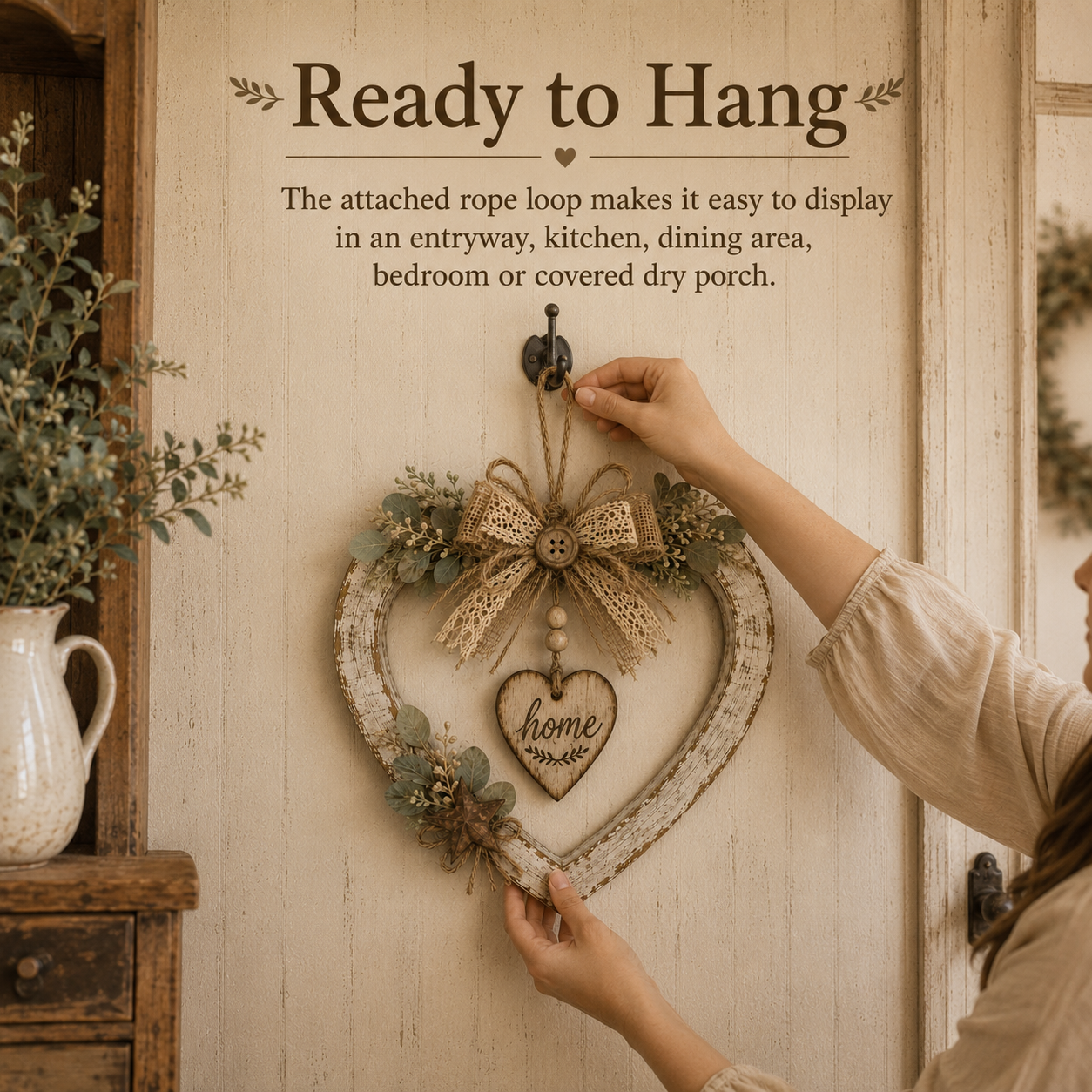 🤎Rustic Farmhouse Heart Wall Decor with “Home” Sign