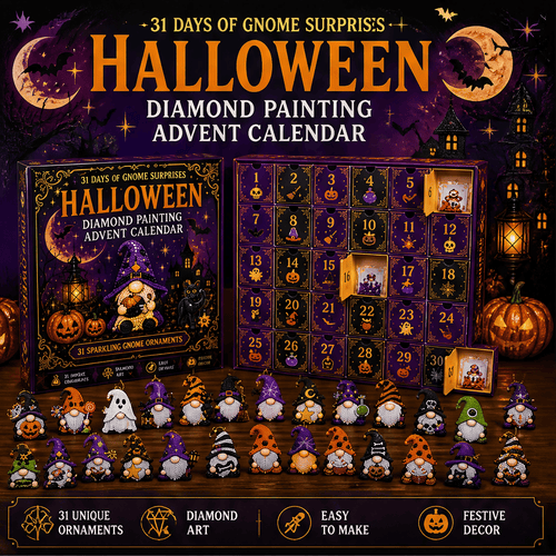 🔥HOT SALE 49% OFF - 🎃✨ 31 Days of Gnome Surprises Halloween Diamond Painting Advent Calendar