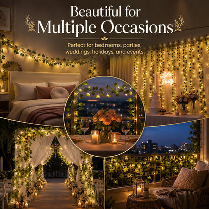 33 FT LED Ivy Leaf String Lights with Remote Control