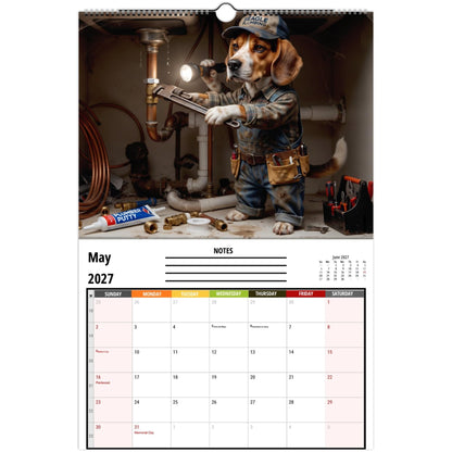 Funny Working Beagles 2027 Wall Calendar
