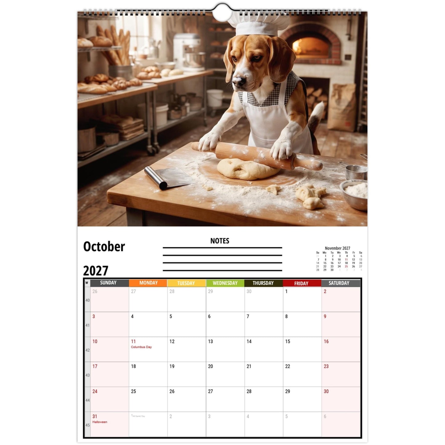 Funny Working Beagles 2027 Wall Calendar