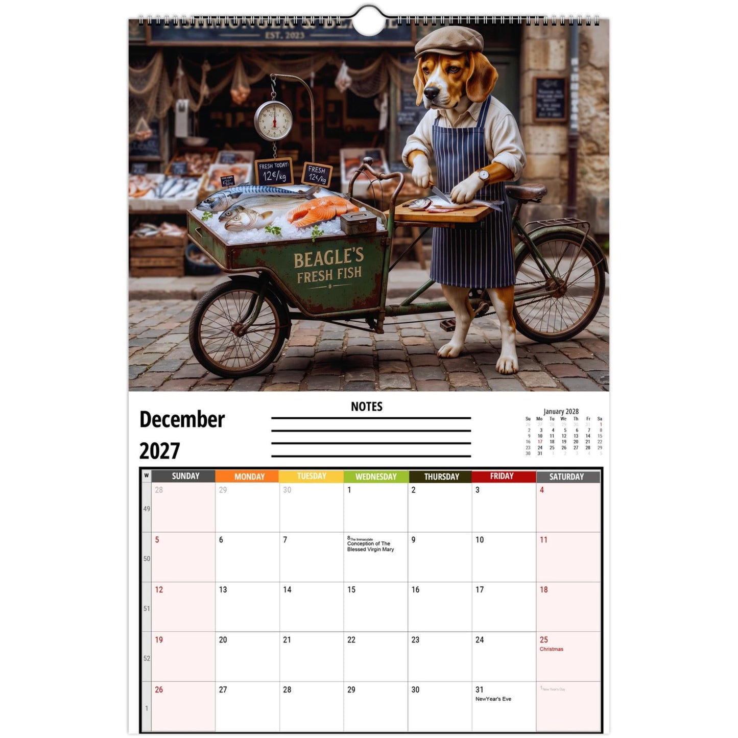 Funny Working Beagles 2027 Wall Calendar