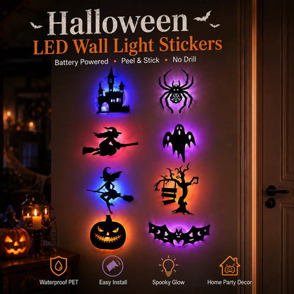 👻 Halloween LED Silhouette Wall Light Stickers