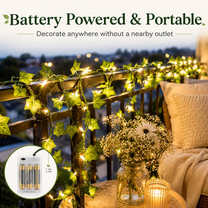 33 FT LED Ivy Leaf String Lights with Remote Control