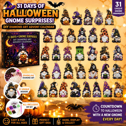 🔥HOT SALE 49% OFF - 🎃✨ 31 Days of Gnome Surprises Halloween Diamond Painting Advent Calendar