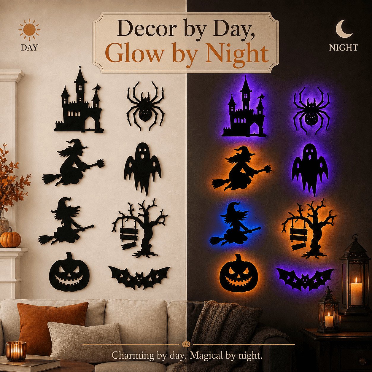 👻 Halloween LED Silhouette Wall Light Stickers