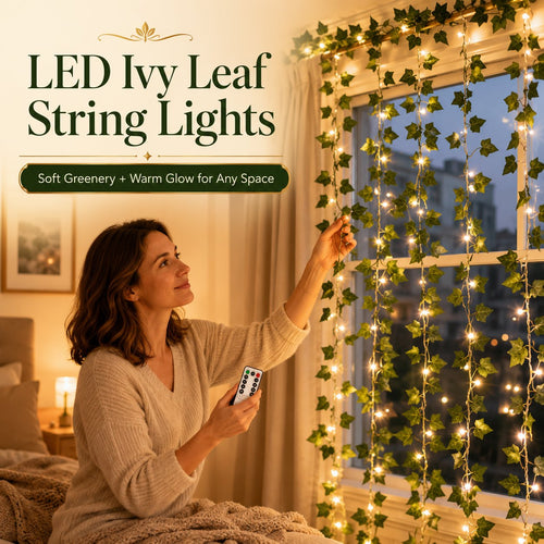 33 FT LED Ivy Leaf String Lights with Remote Control