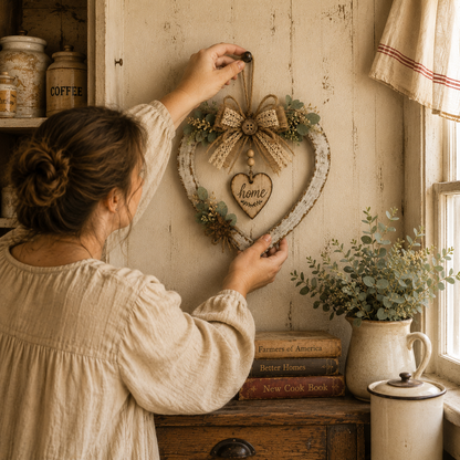 🤎Rustic Farmhouse Heart Wall Decor with “Home” Sign
