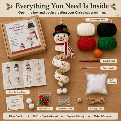🎅🌲Crochet Snowman Spiral Oranment DIY Kit