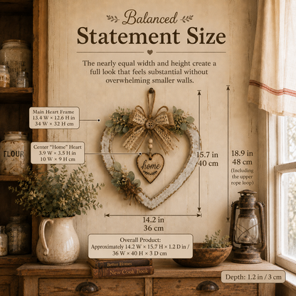 🤎Rustic Farmhouse Heart Wall Decor with “Home” Sign