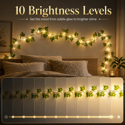 33 FT LED Ivy Leaf String Lights with Remote Control