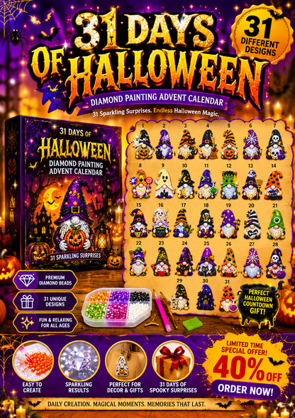 🔥HOT SALE 49% OFF - 🎃✨ 31 Days of Gnome Surprises Halloween Diamond Painting Advent Calendar