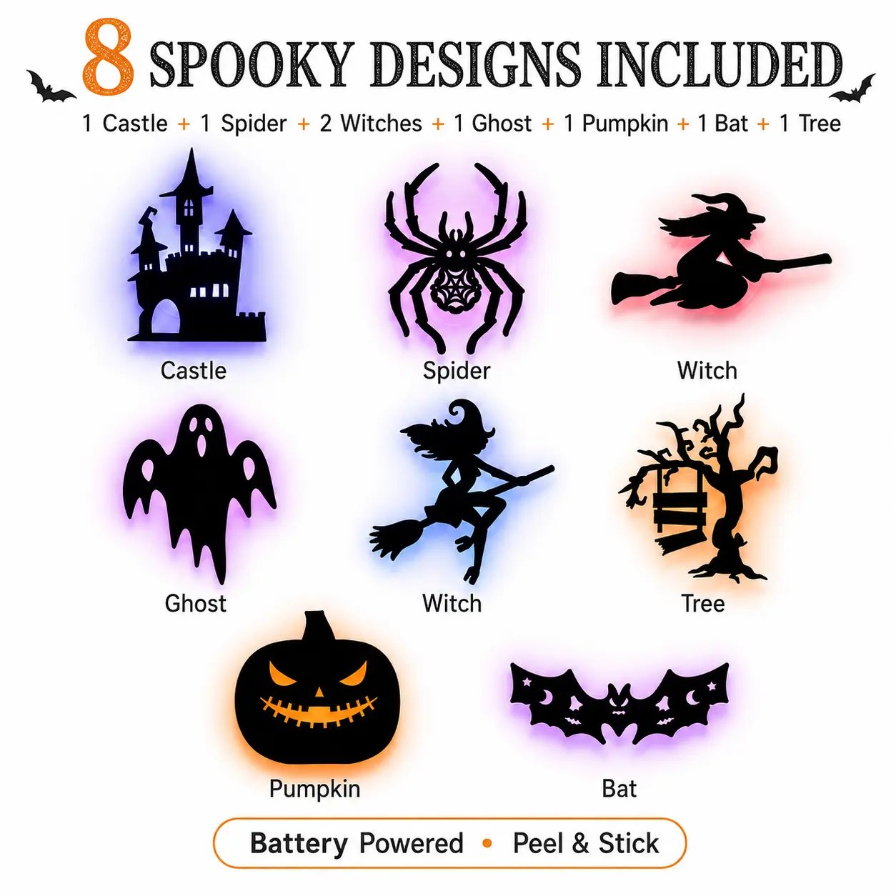 👻 Halloween LED Silhouette Wall Light Stickers