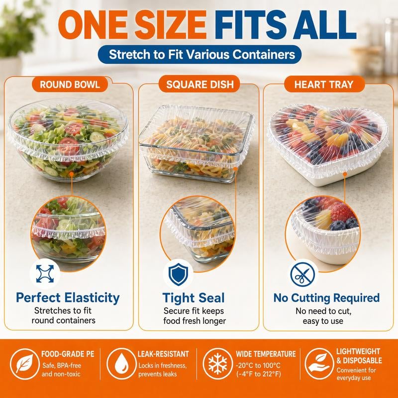 🔥LAST DAY SALE 49% OFF-100Pcs Medium Reusable Elastic Plastic Bowl Covers - Kitchen Bread Proofing,