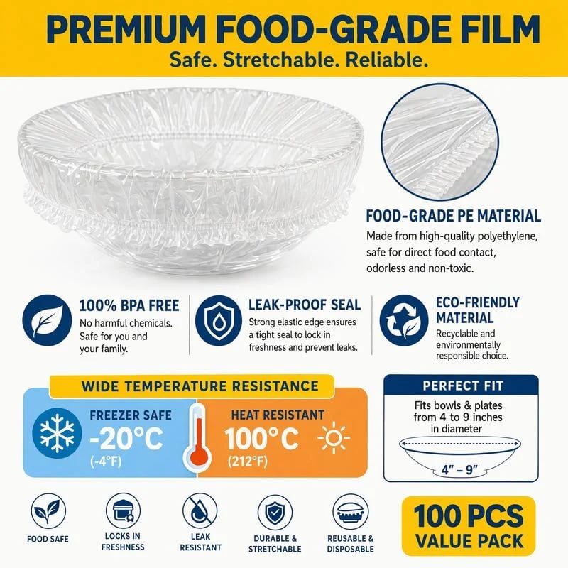 🔥LAST DAY SALE 49% OFF-100Pcs Medium Reusable Elastic Plastic Bowl Covers - Kitchen Bread Proofing,