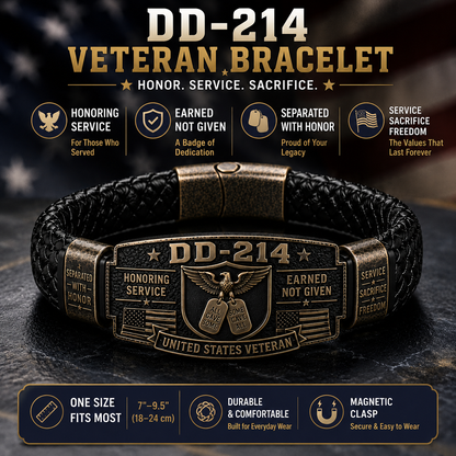 DD-214 Veteran Honor Bracelet 🎖️ Service Earned. Honor Worn.