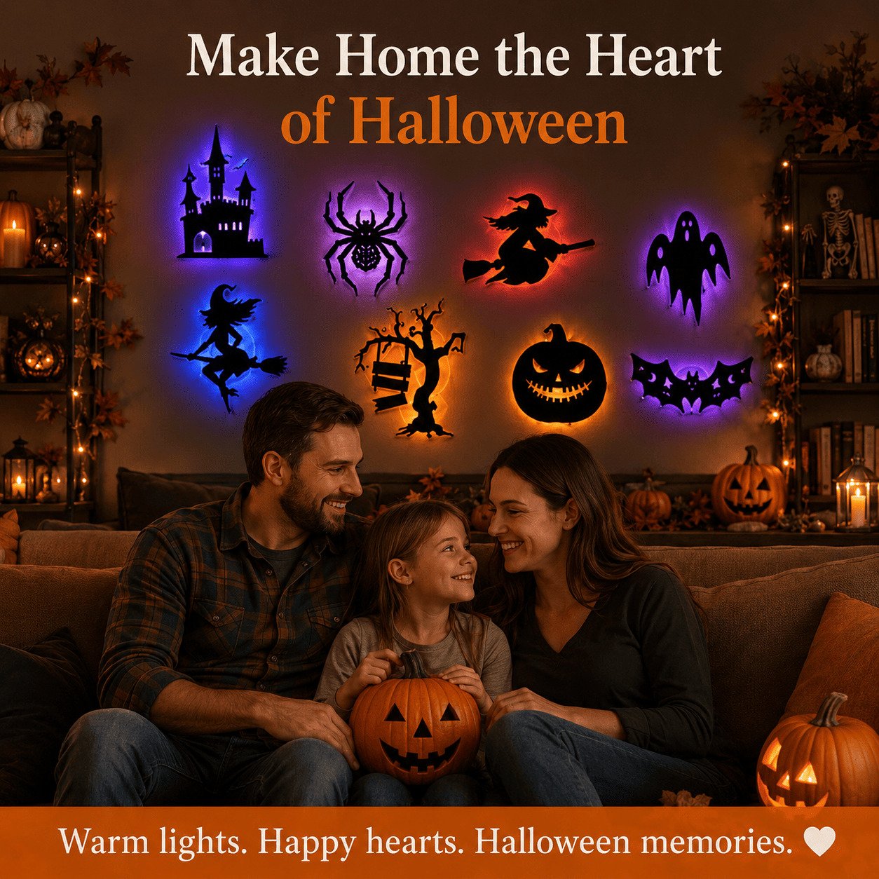👻 Halloween LED Silhouette Wall Light Stickers