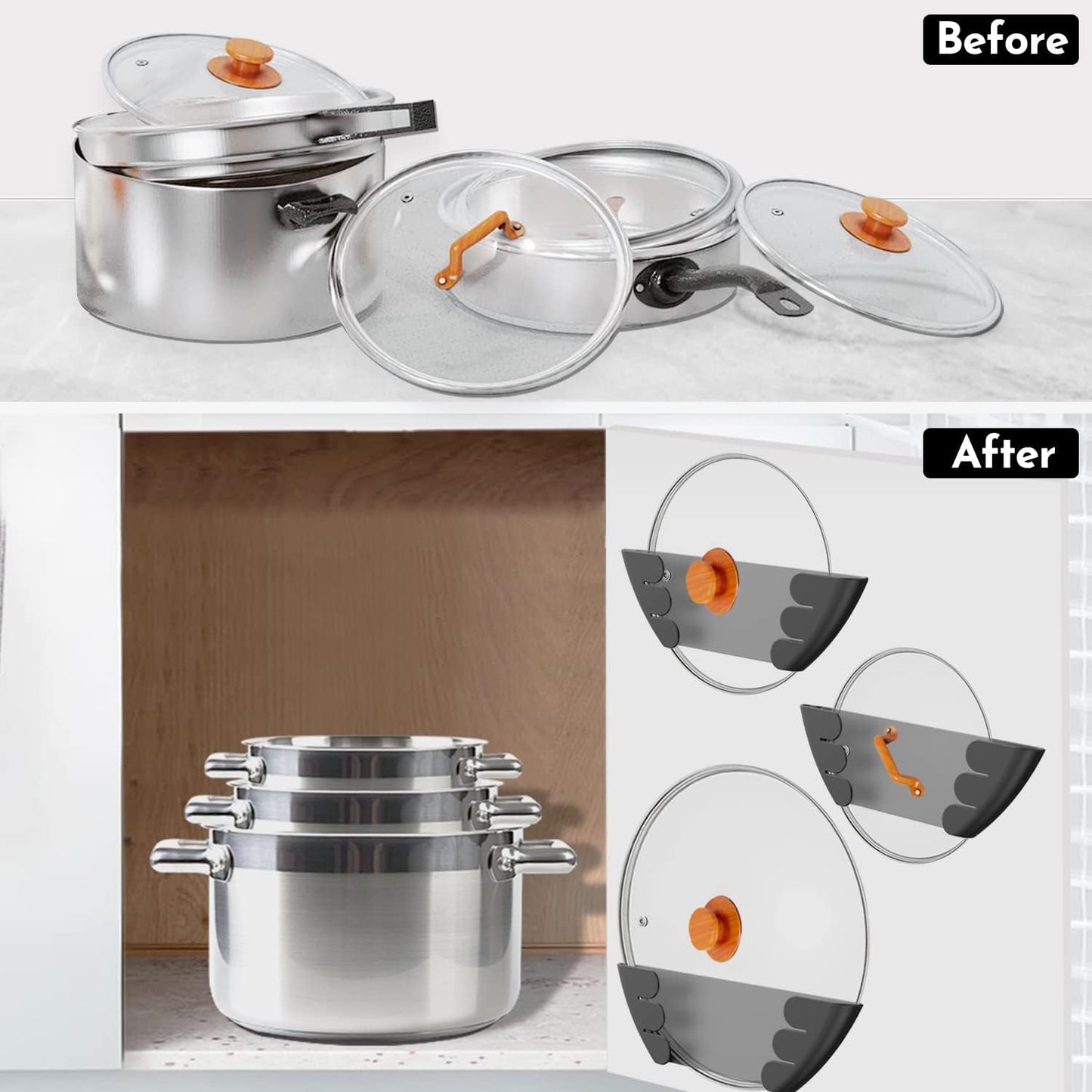 🔥Last Day 49% OFF - 🍳Universal Pot Lid Organizer for Cabinet