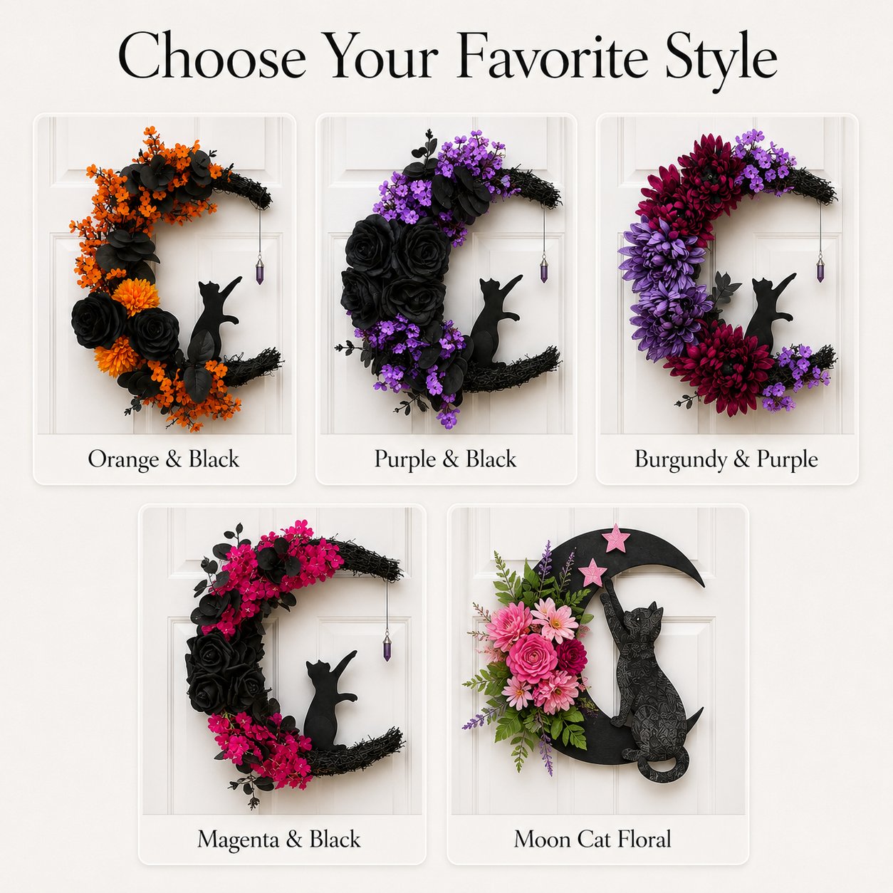 Handmade Halloween Cat Wreath🐈‍⬛🌙