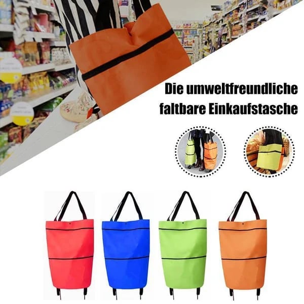 🎁 Hot Sale 49% OFF – 2-in-1 Foldable Shopping Cart with Wheels