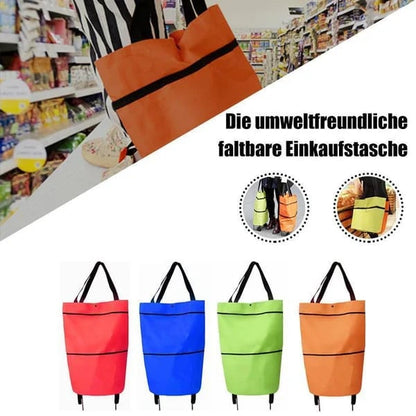 🎁 Hot Sale 49% OFF – 2-in-1 Foldable Shopping Cart with Wheels