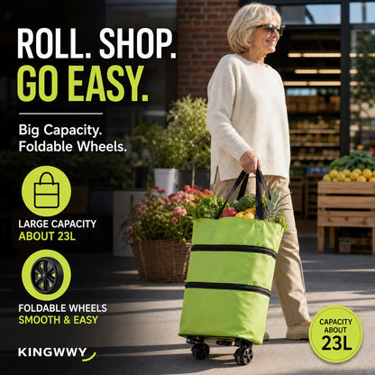 🎁 Hot Sale 49% OFF – 2-in-1 Foldable Shopping Cart with Wheels