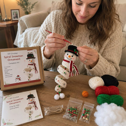 🎅🌲Crochet Snowman Spiral Oranment DIY Kit
