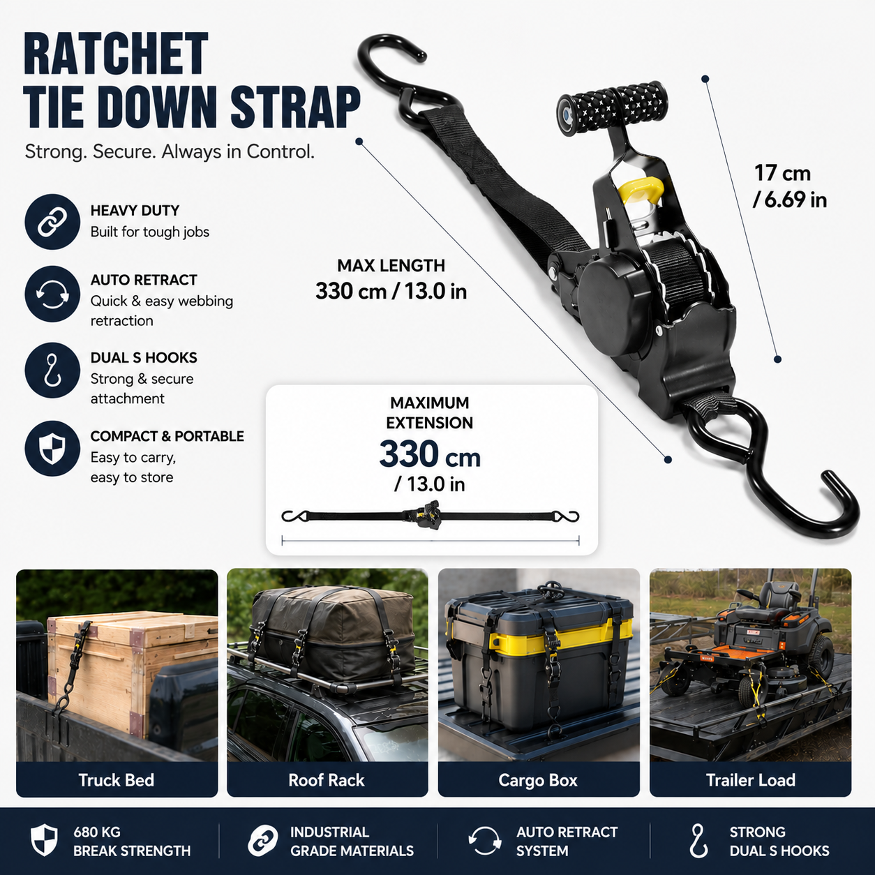 Heavy-Duty Retractable Ratchet Straps-BUY 2 fast shipping