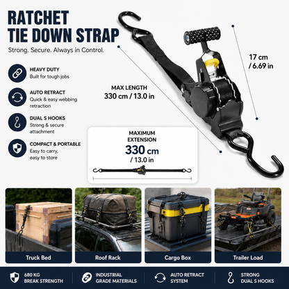 Heavy-Duty Retractable Ratchet Straps-BUY 2 fast shipping