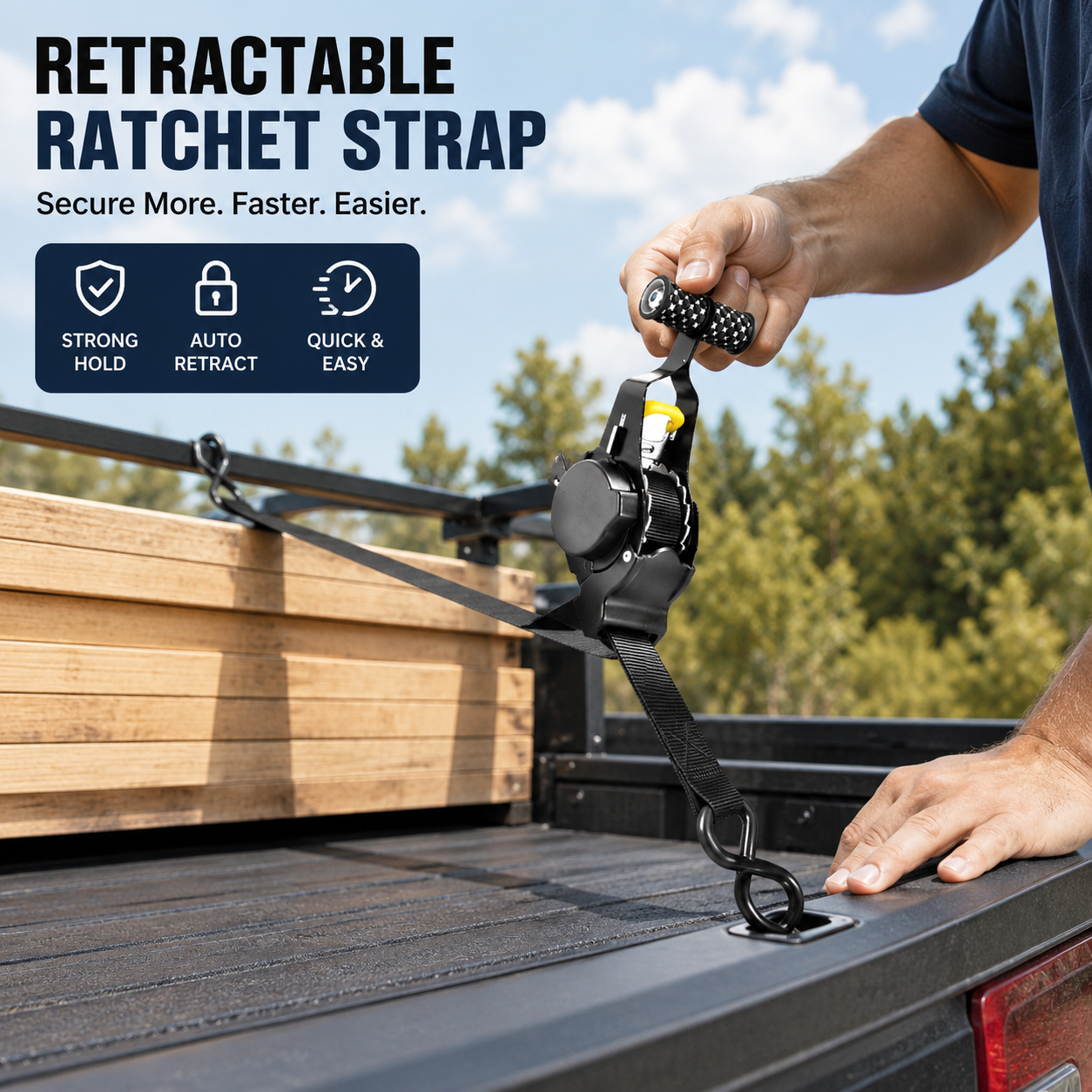 Heavy-Duty Retractable Ratchet Straps-BUY 2 fast shipping