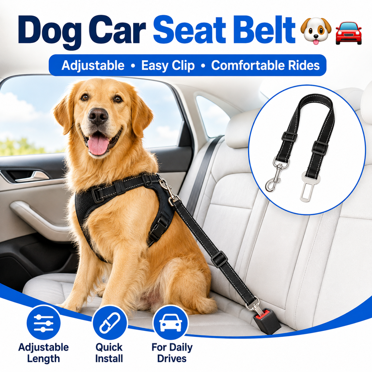 Adjustable Dog Car Seat Belt 🐶🚗