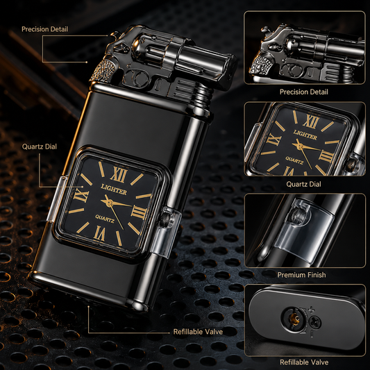 Windproof Lighter, Vintage Wrist Watch, Jet Flame Torch Lighter