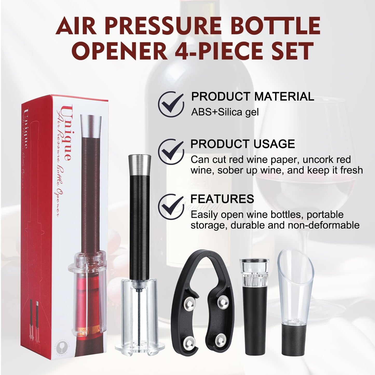 🎁🔥LAST DAY 50% OFF-🔥Air Pump Cork Remover Wine Bottle Opener Set