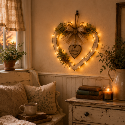 🤎Rustic Farmhouse Heart Wall Decor with “Home” Sign