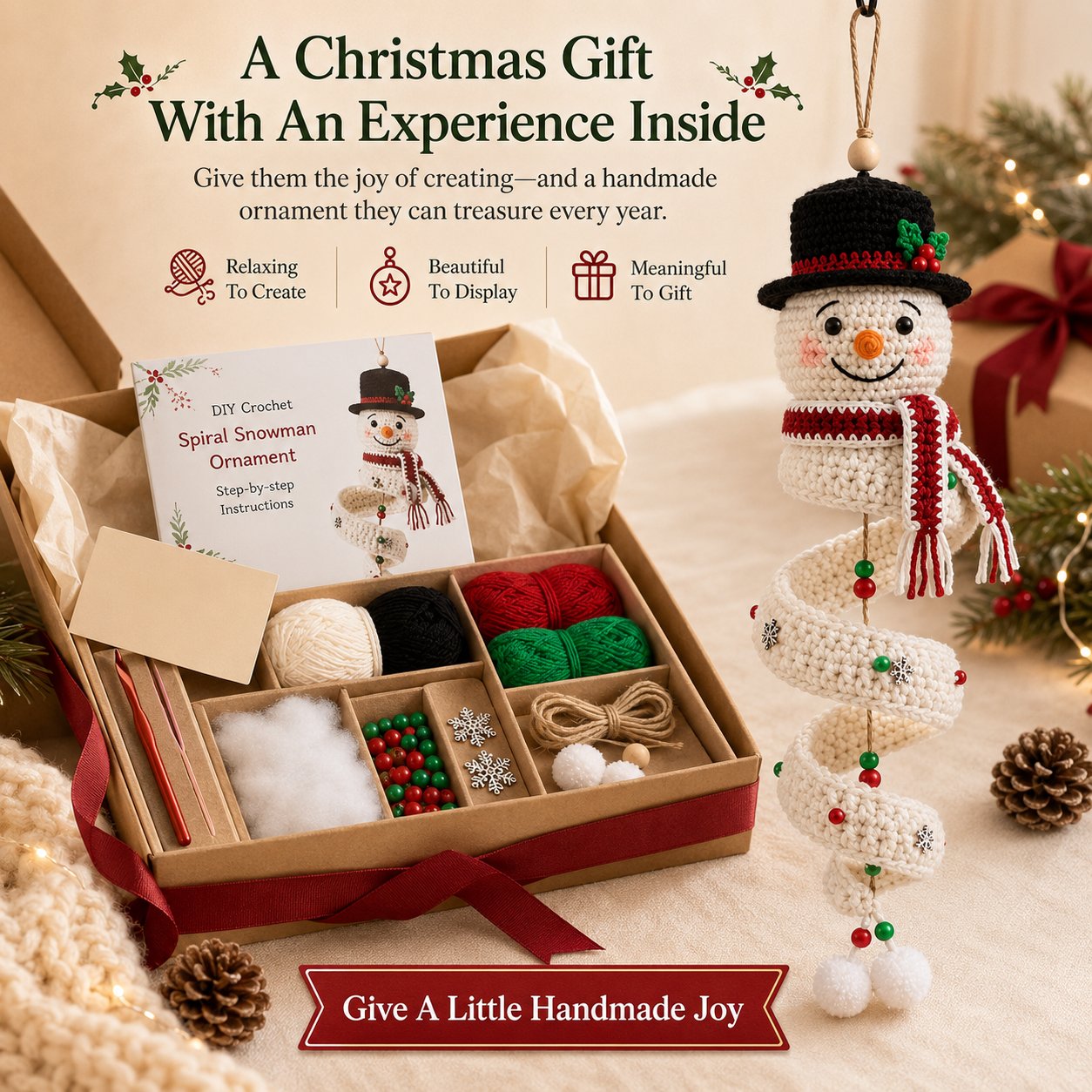 🎅🌲Crochet Snowman Spiral Oranment DIY Kit