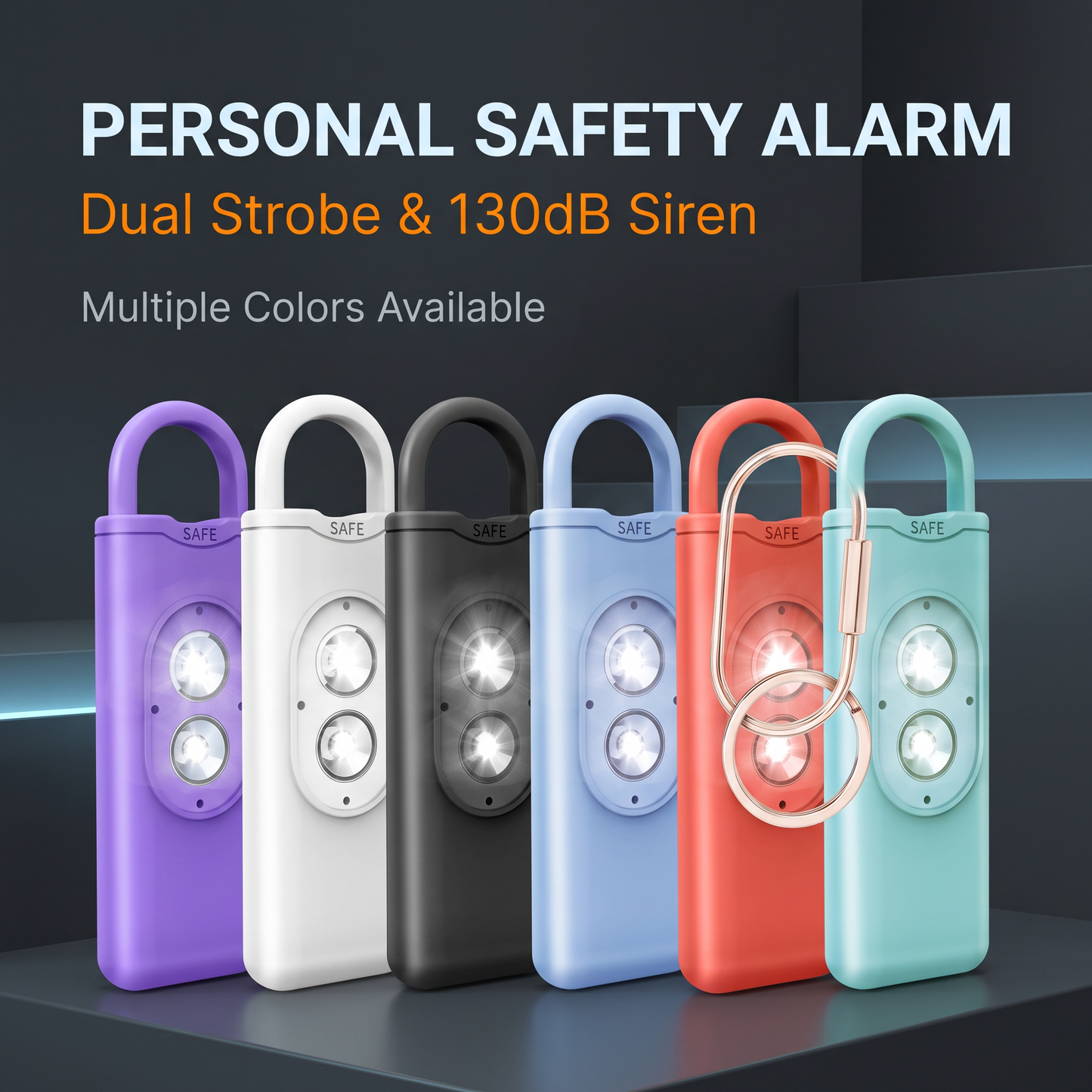 Double-flashing personal alarm