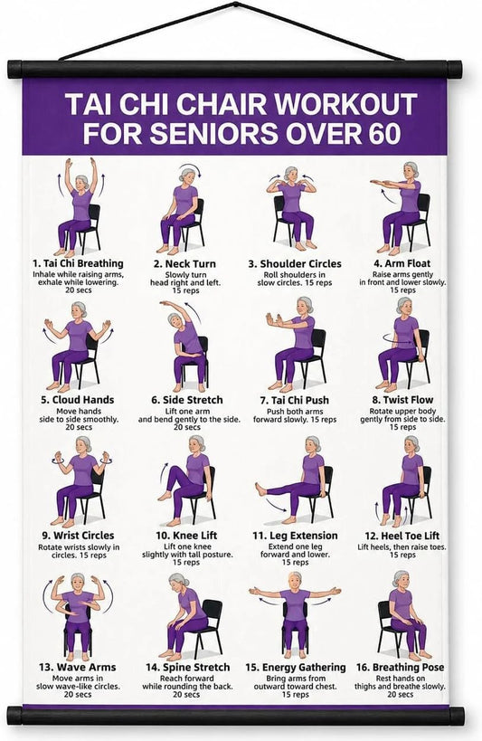 Tai Chi Chair Workout Chart for Seniors (16 x 24 inches)