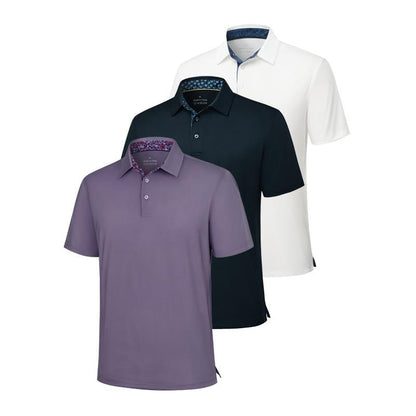 ⚡Hot Sales 49% OFF🔥3-Pack Men's Performance Polo Shirts – Soft Breathable Cotton, 4-Way Stretch, Moisture-Wicking, Classic Collared for Work, Golf & Everyday Wear