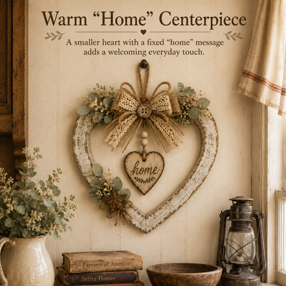 🤎Rustic Farmhouse Heart Wall Decor with “Home” Sign