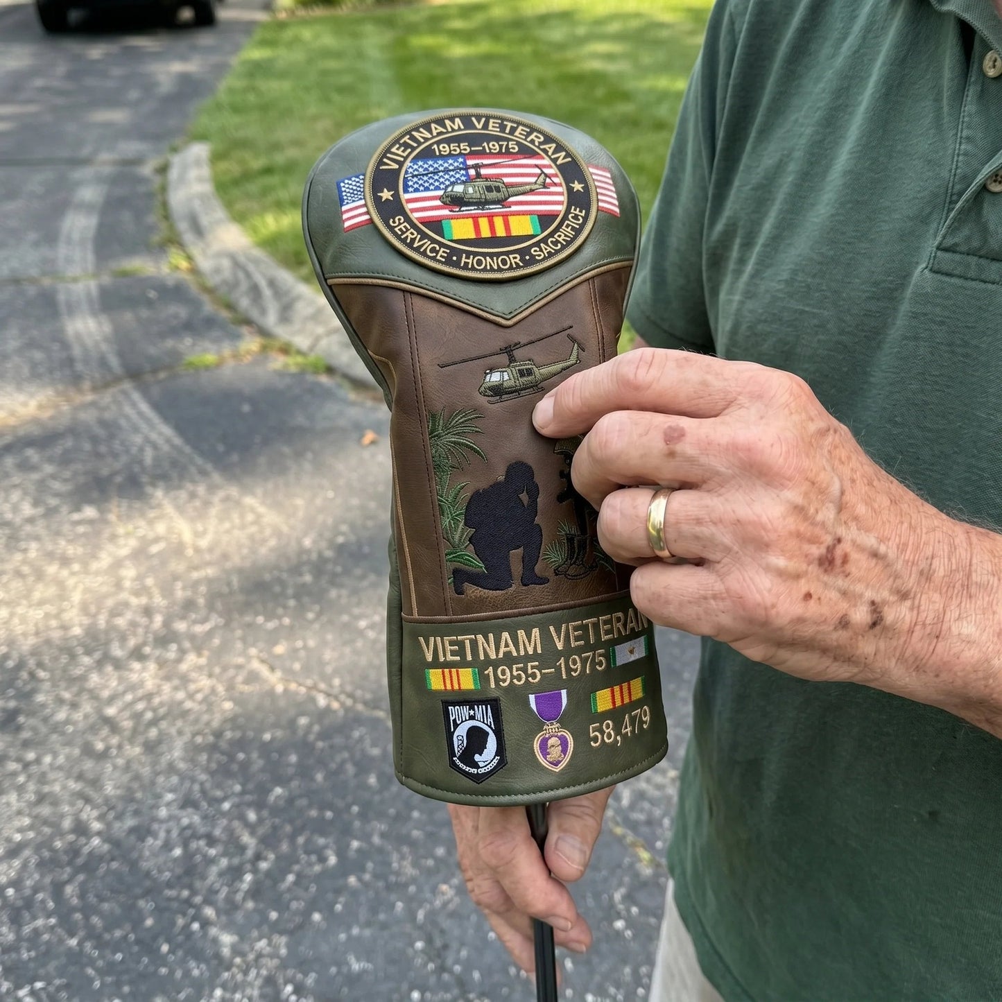 ⛳️Vietnam Veteran Tribute Elite Leather Golf Head Cover -1955-1975 Service Tribute