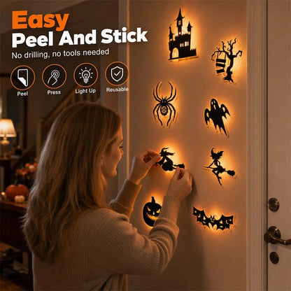 👻 Halloween LED Silhouette Wall Light Stickers