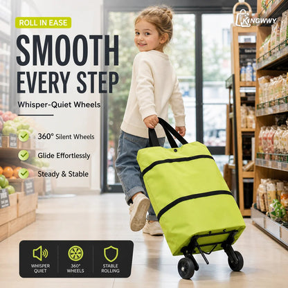 🎁 Hot Sale 49% OFF – 2-in-1 Foldable Shopping Cart with Wheels