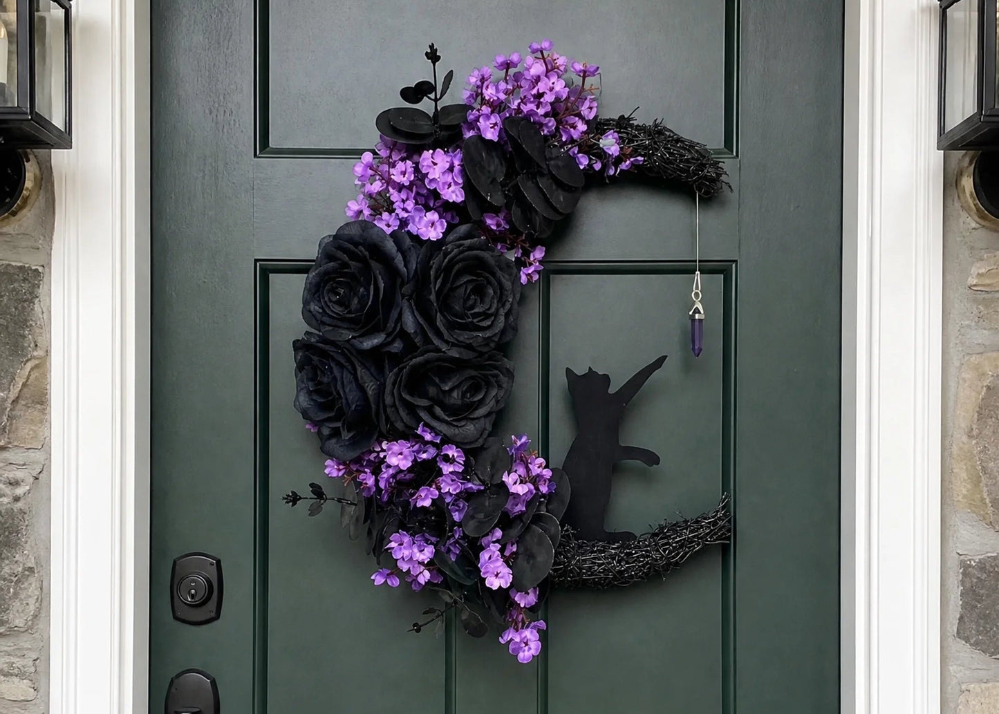 Handmade Halloween Cat Wreath🐈‍⬛🌙