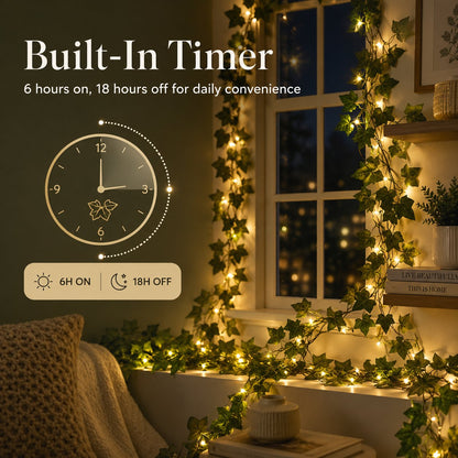 33 FT LED Ivy Leaf String Lights with Remote Control