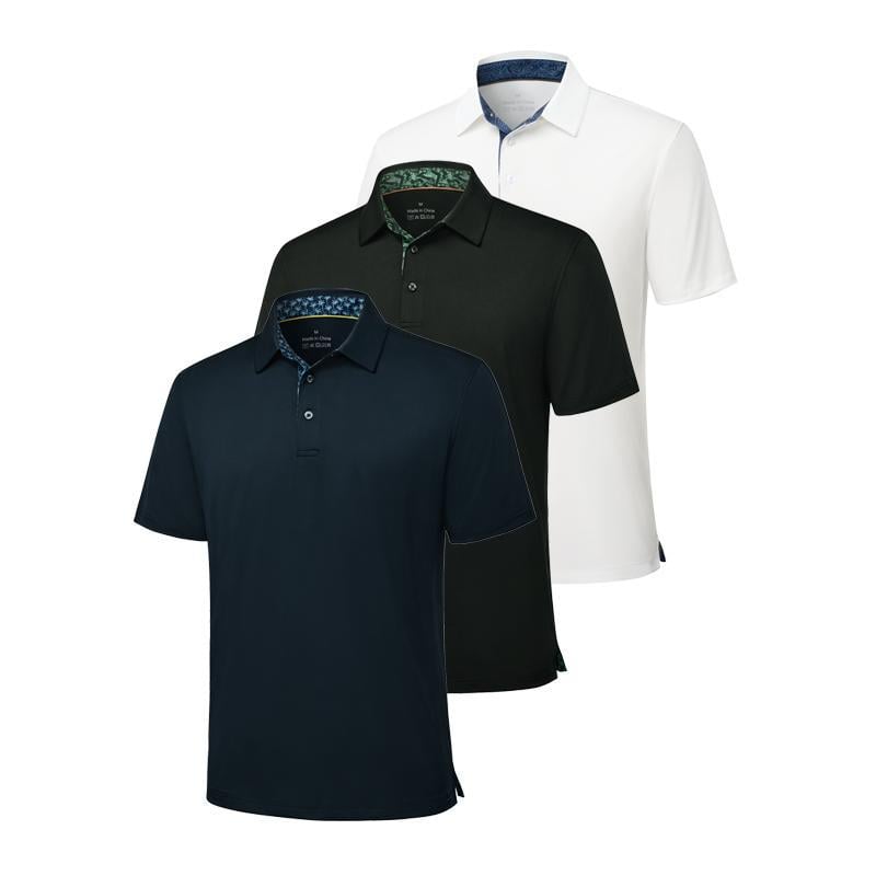 ⚡Hot Sales 49% OFF🔥3-Pack Men's Performance Polo Shirts – Soft Breathable Cotton, 4-Way Stretch, Moisture-Wicking, Classic Collared for Work, Golf & Everyday Wear